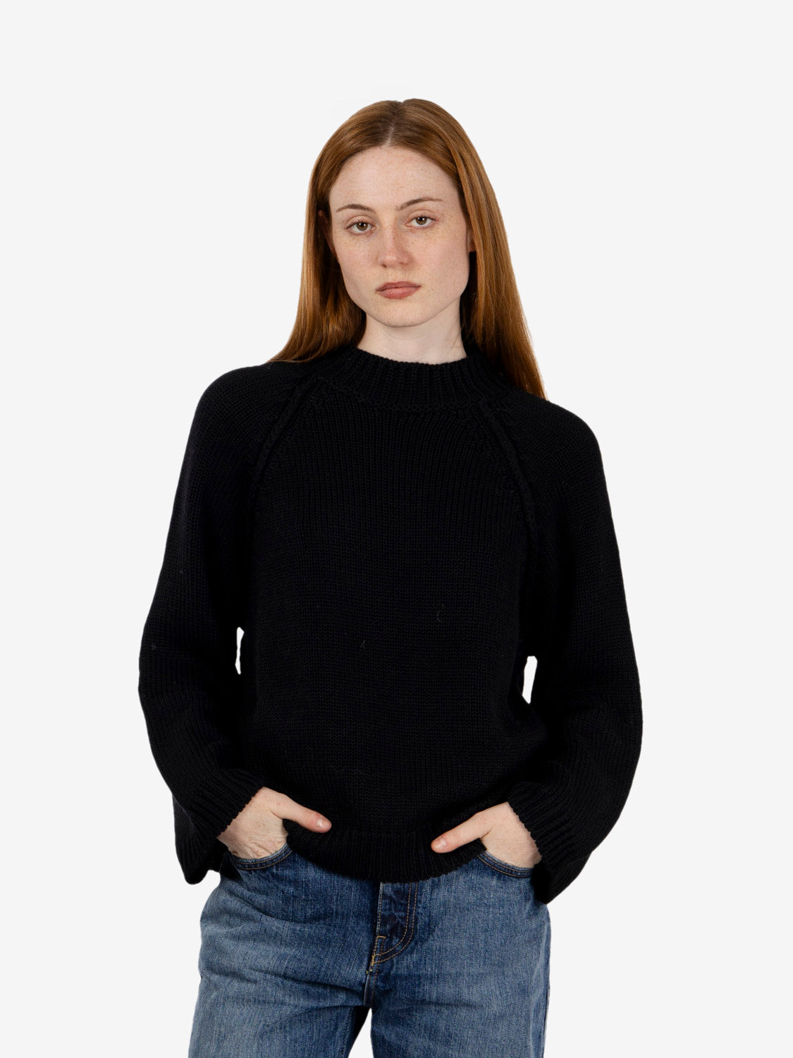 Black raglan sleeve sweater