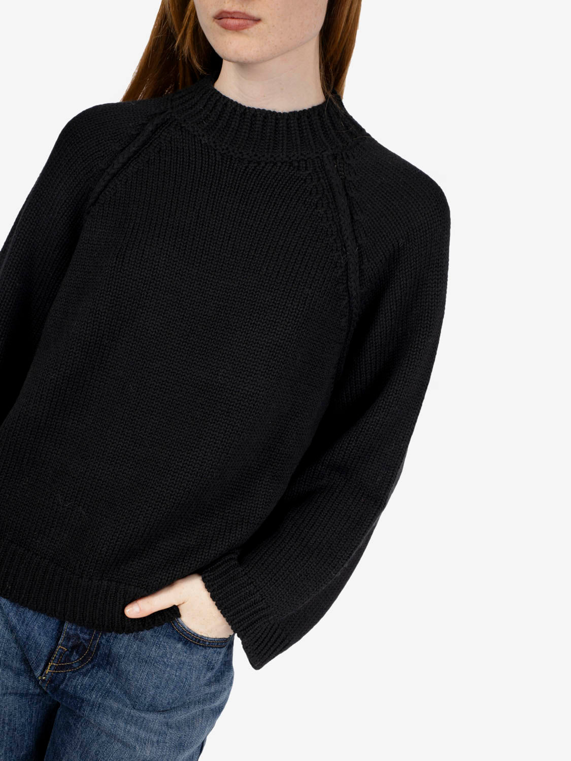 Black raglan sleeve sweater