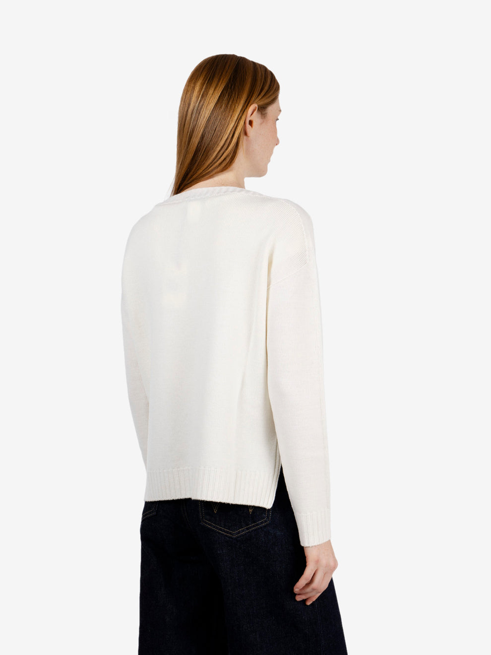 Maglione scollo a barca off white