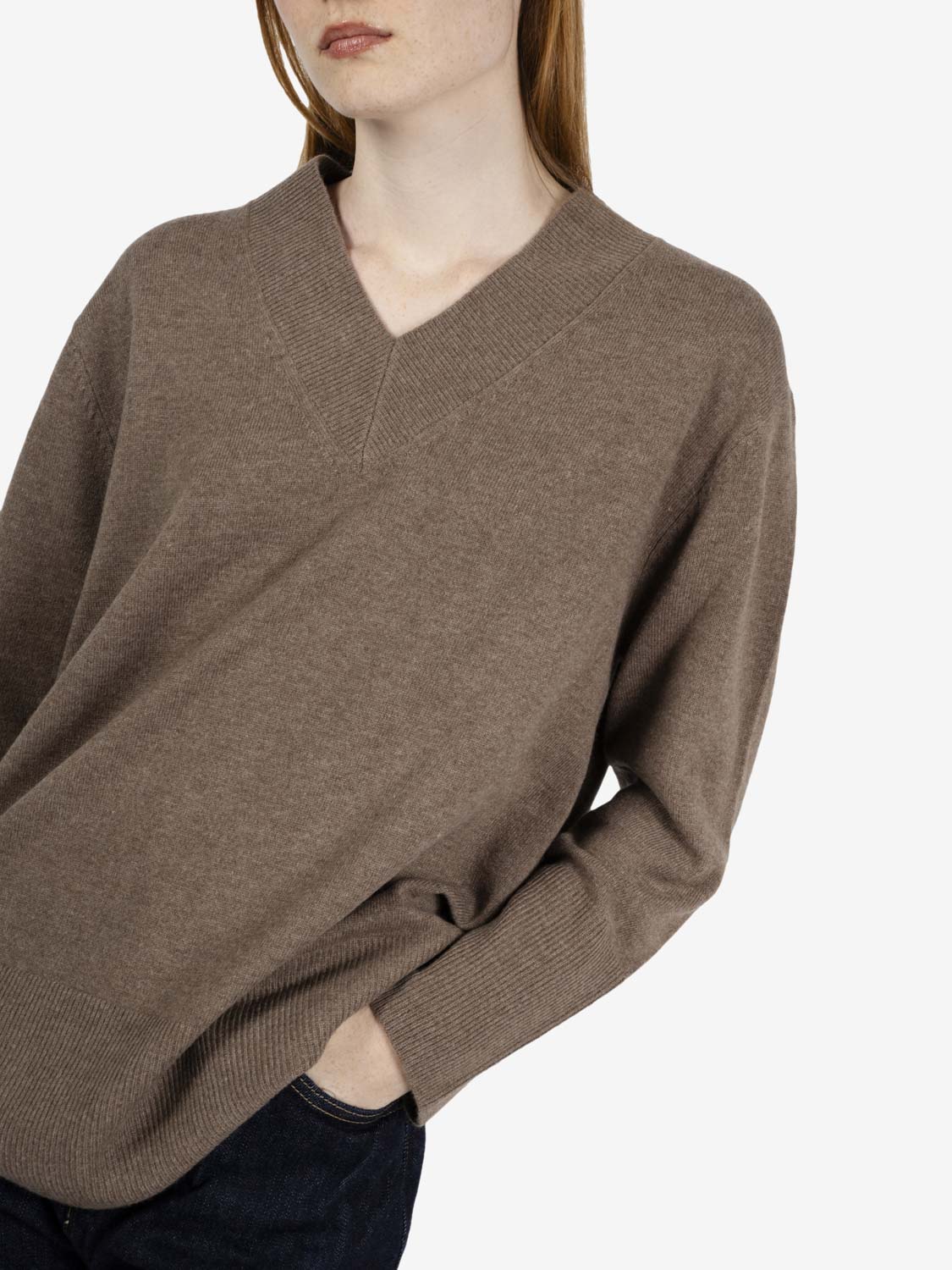 Greige V-neck sweater