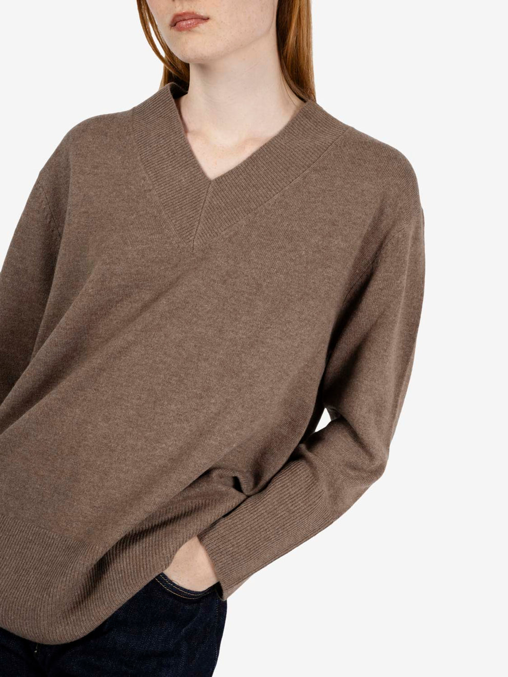 Greige V-neck sweater