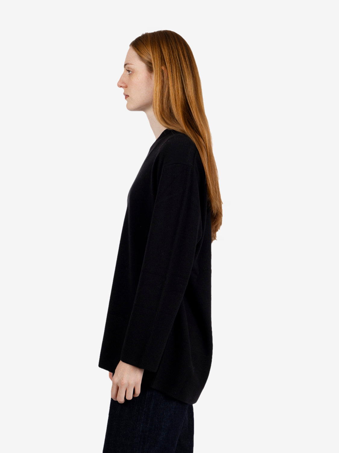 Black V-neck sweater