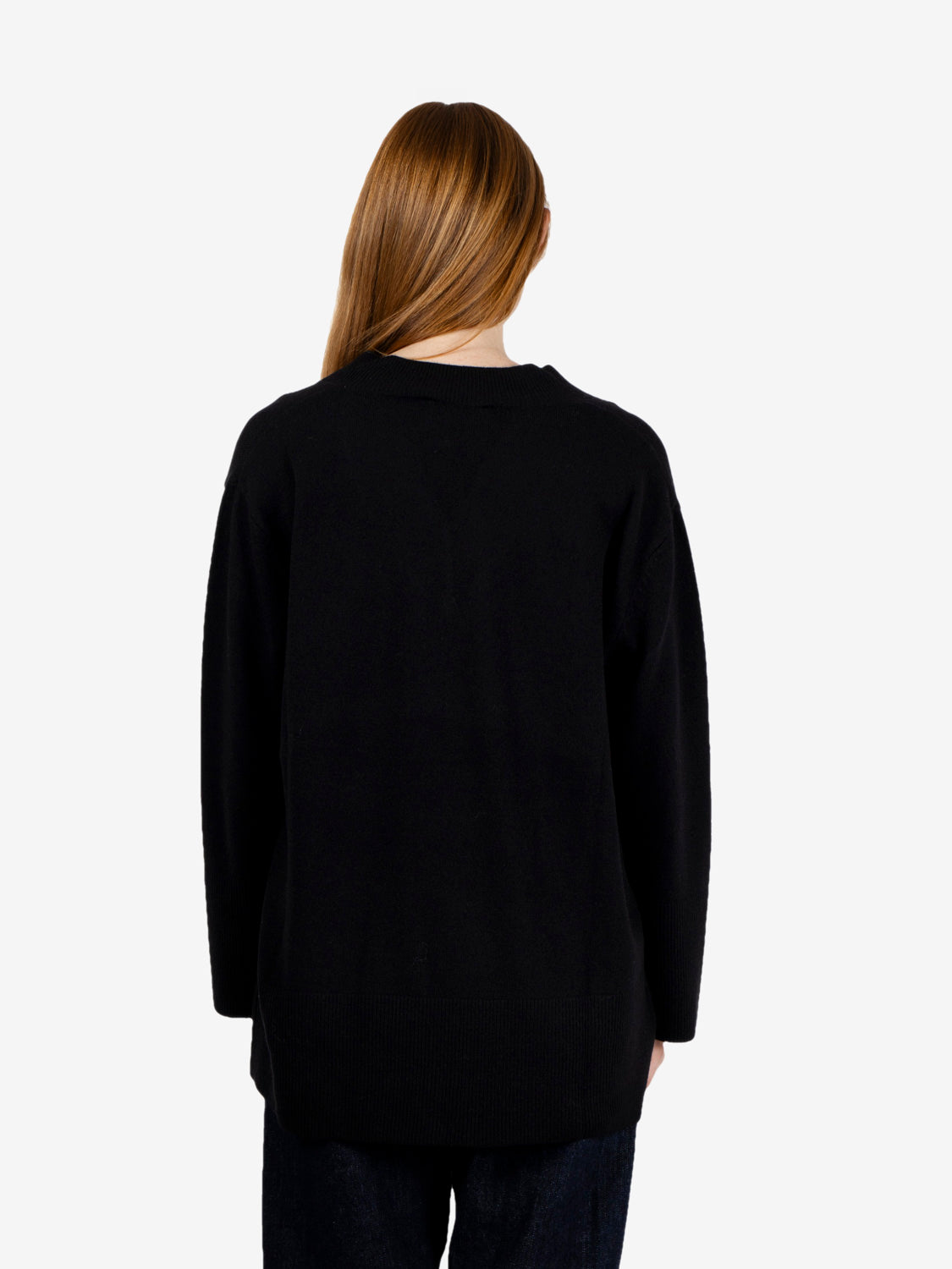 Black V-neck sweater