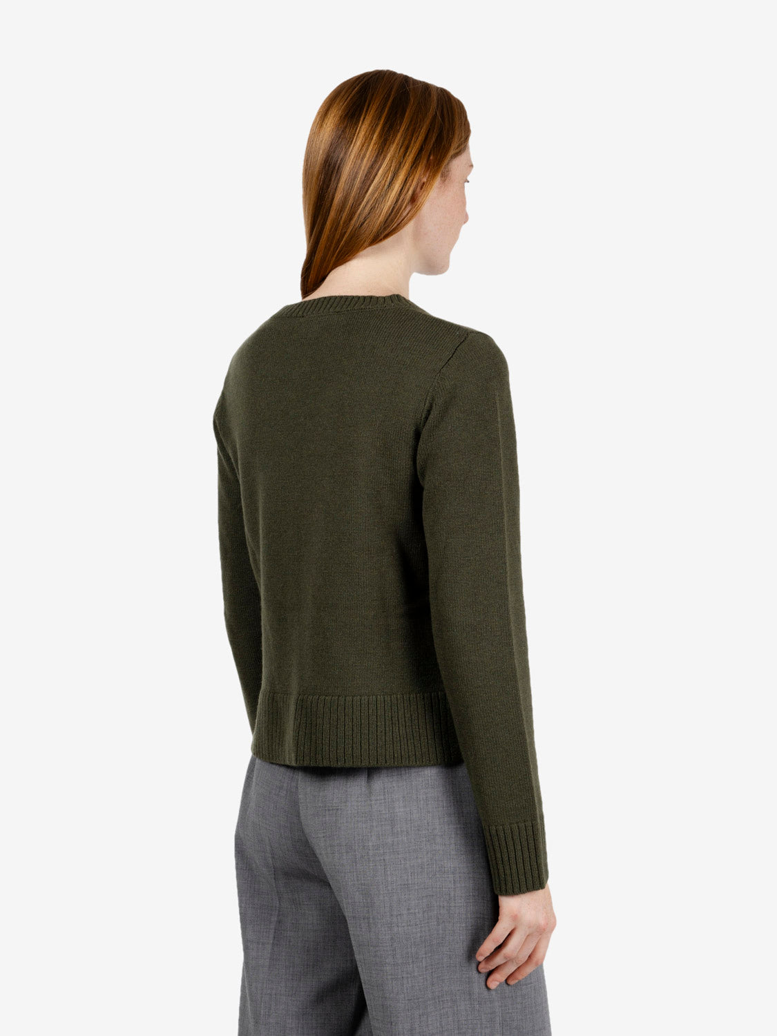 Maglione slim girocollo oliva