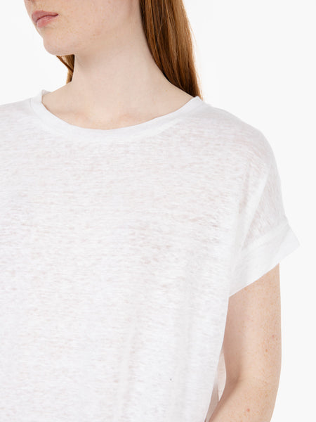 T-shirt a scatola lino bianca
