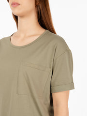 MAIDA MILA - T-shirt collo ampio e taschino verde militare