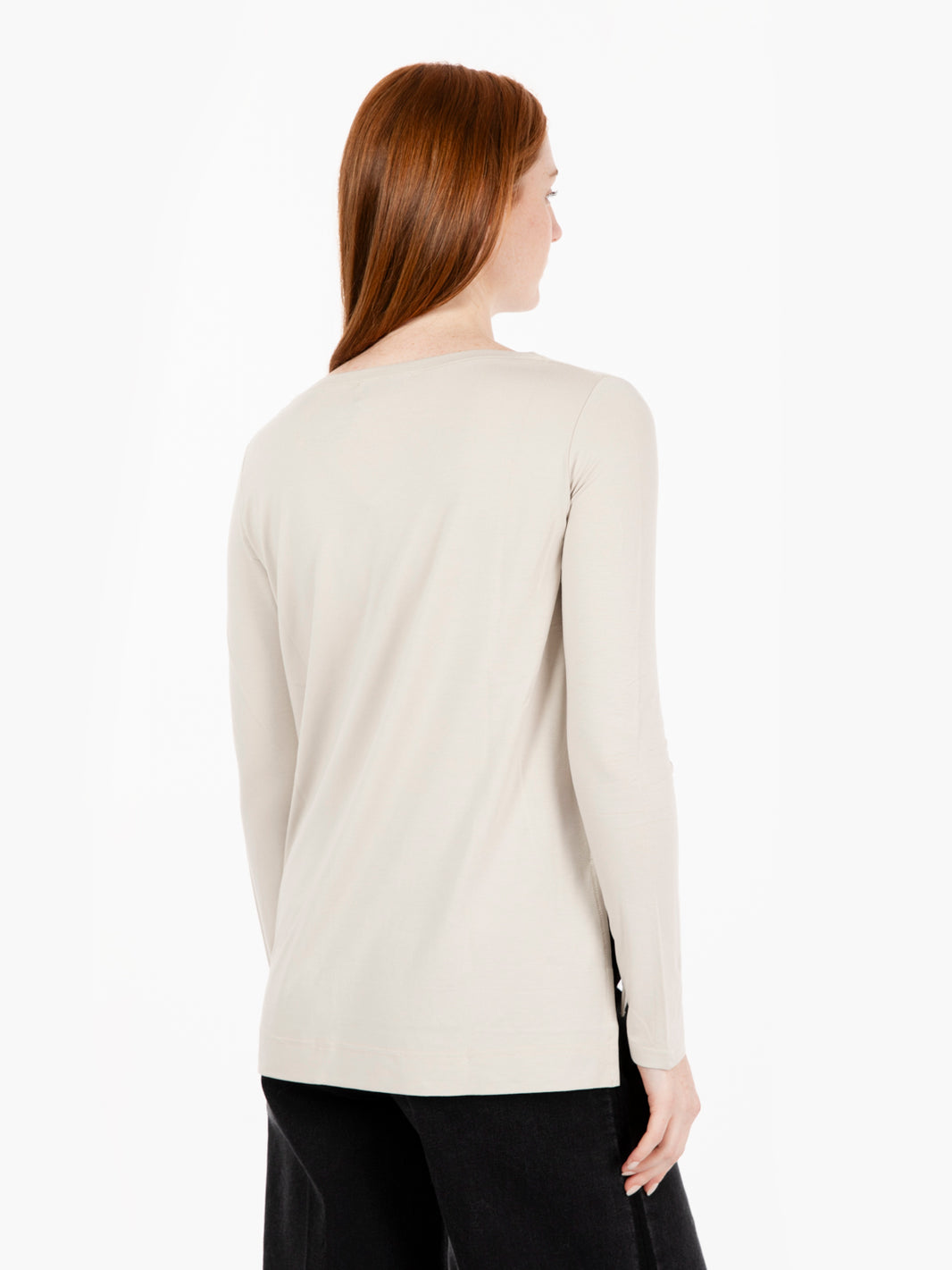 Maglia maniche lunghe e collo a barca gesso