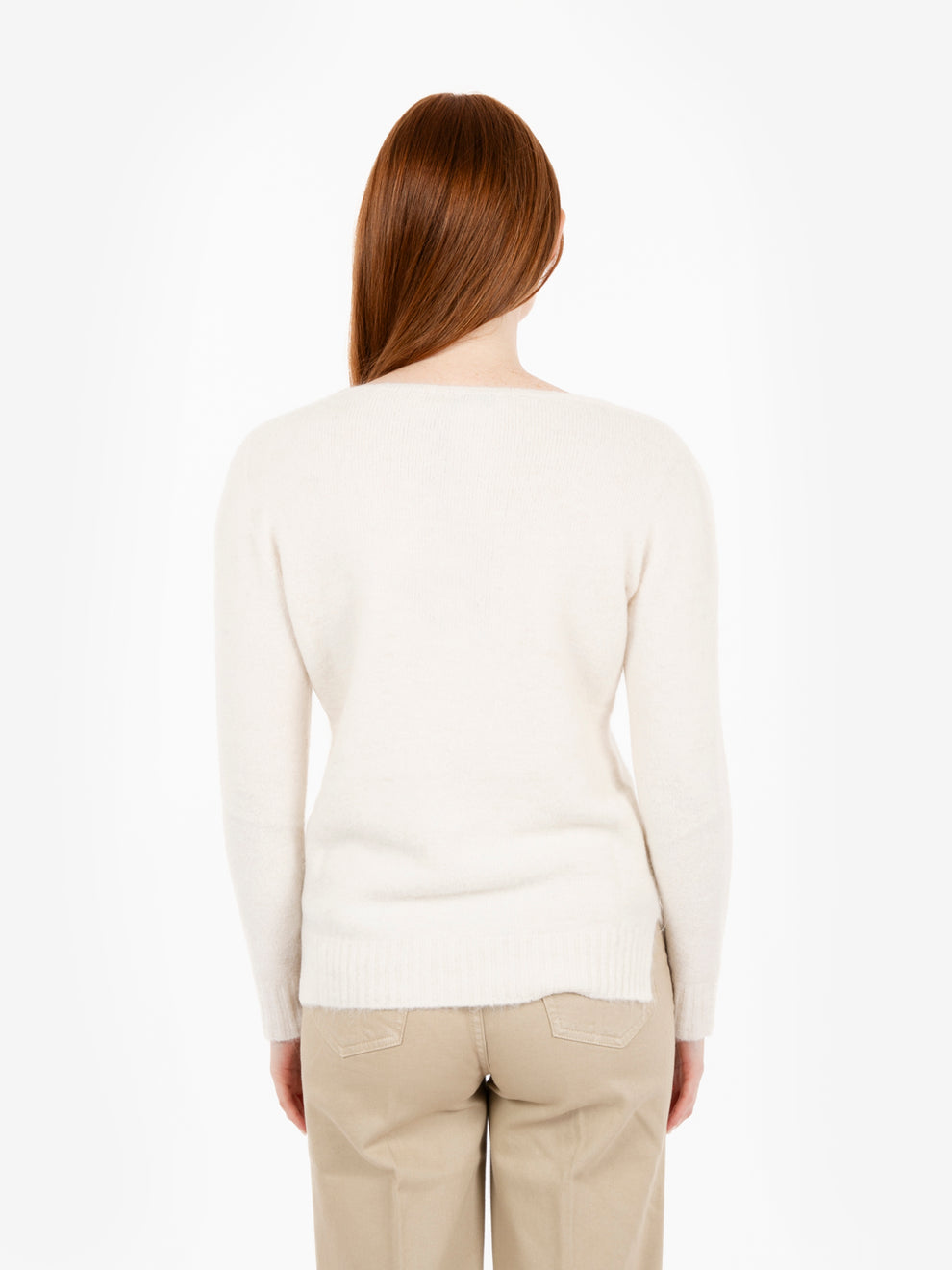 White V-neck sweater