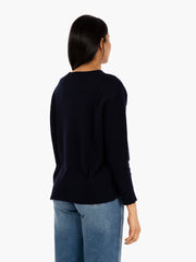 MAIDA MILA - Maglione crop con collo a cratere in lana blu