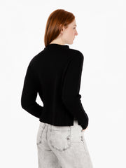 MAIDA MILA - Maglione crop con collo a cratere in lana nero