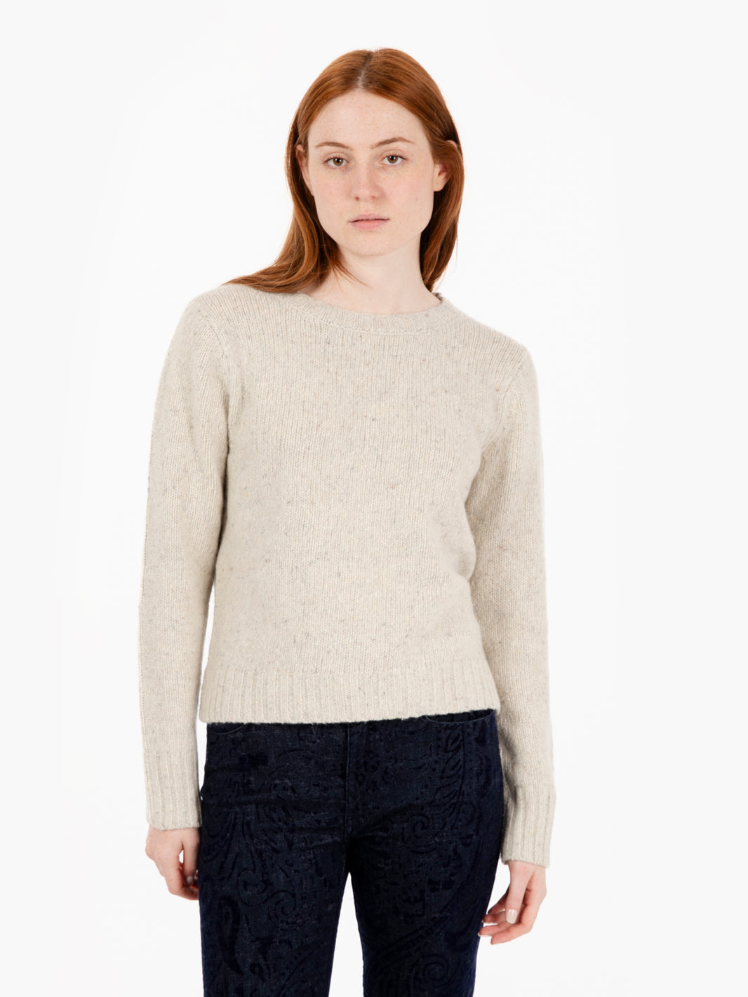 Maglione girocollo melange bianco