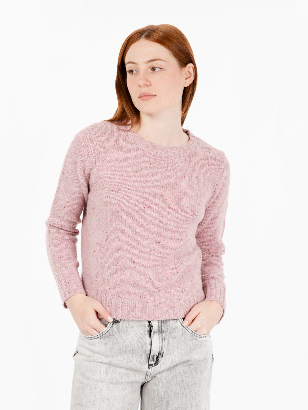 Maglione girocollo melange lilla
