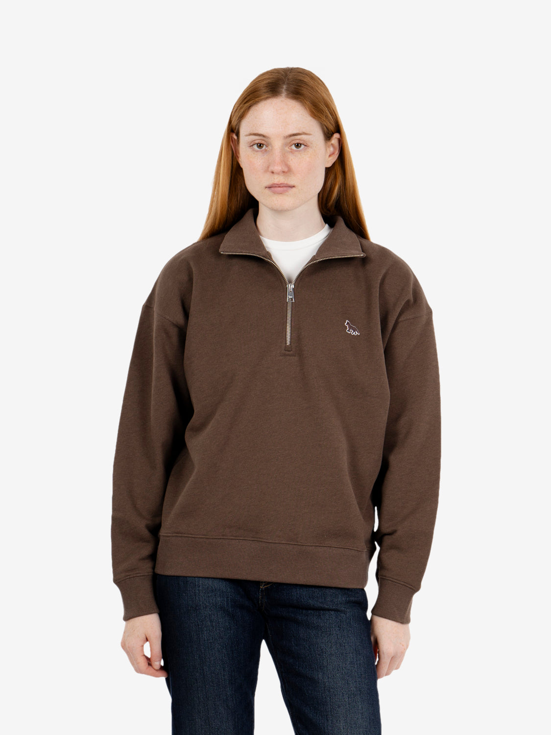 Baby fox half zip sweatshirt dark brown