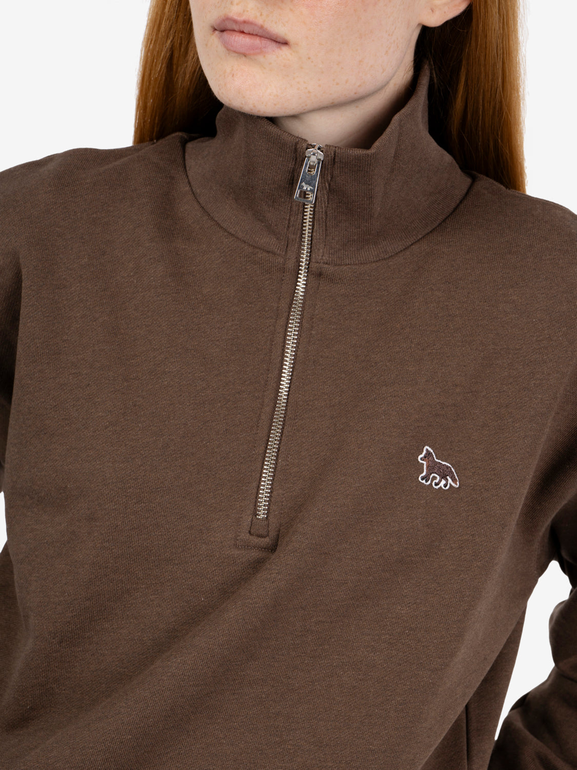 Baby fox half zip sweatshirt dark brown