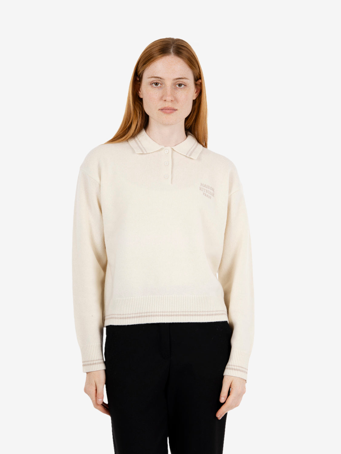 Ecru College wool polo jumper