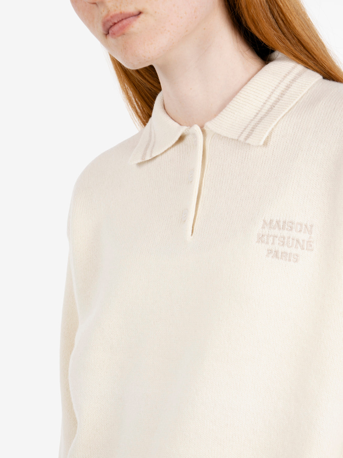 Ecru College wool polo jumper