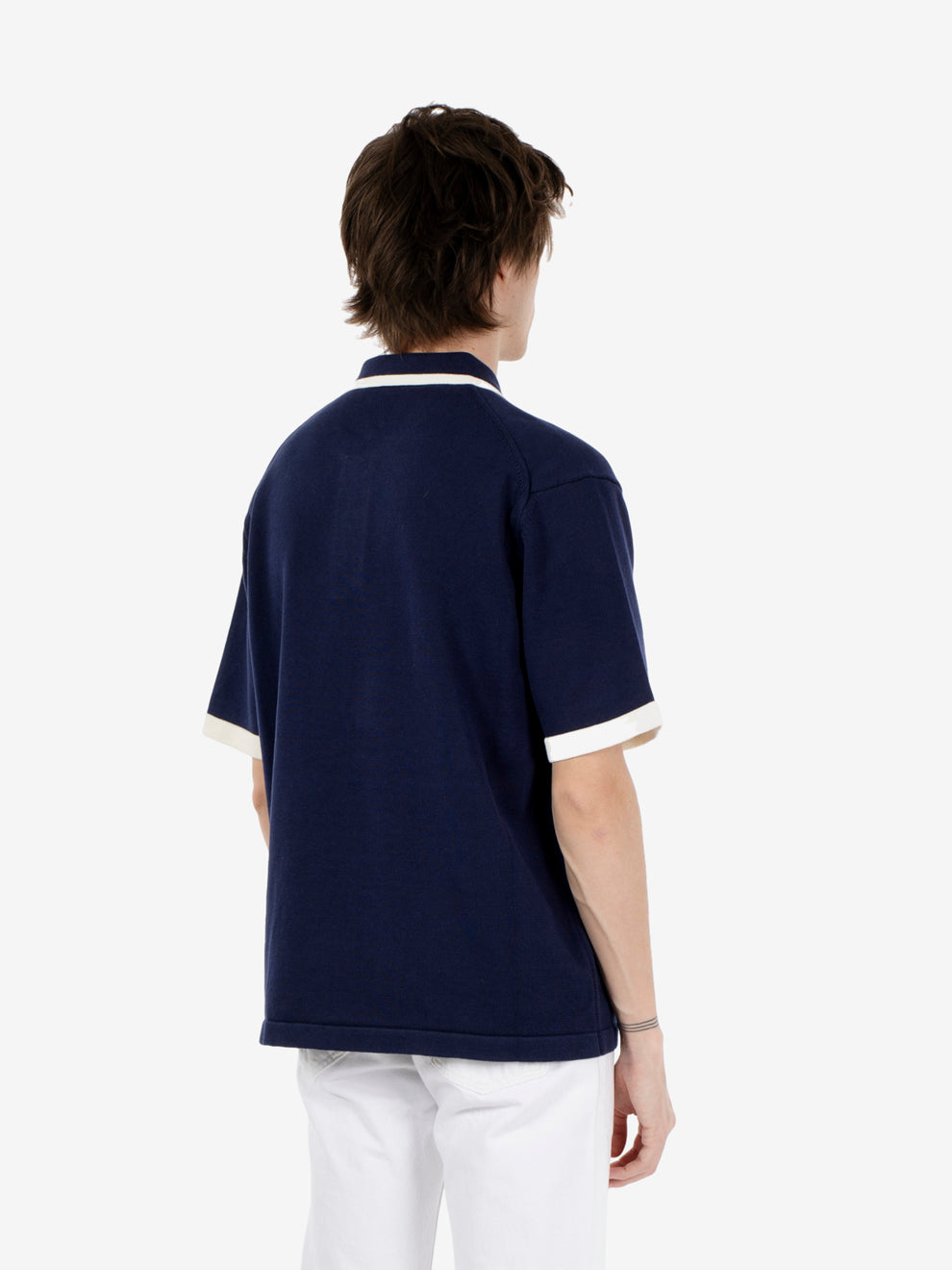 Cotton knitted polo navy