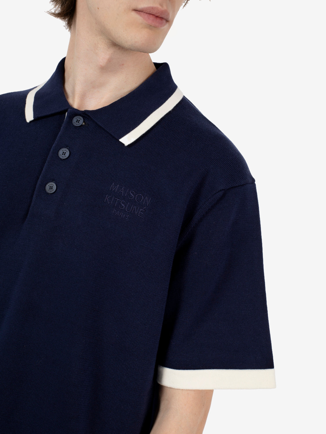 Cotton knitted polo navy