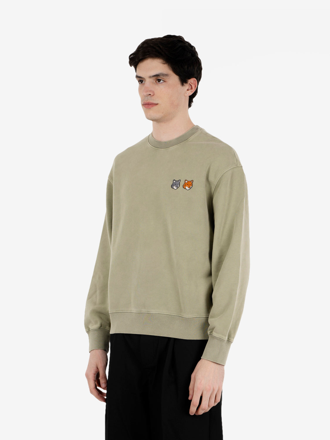 Double Fox head faded Comfort sweatshirt laurel green