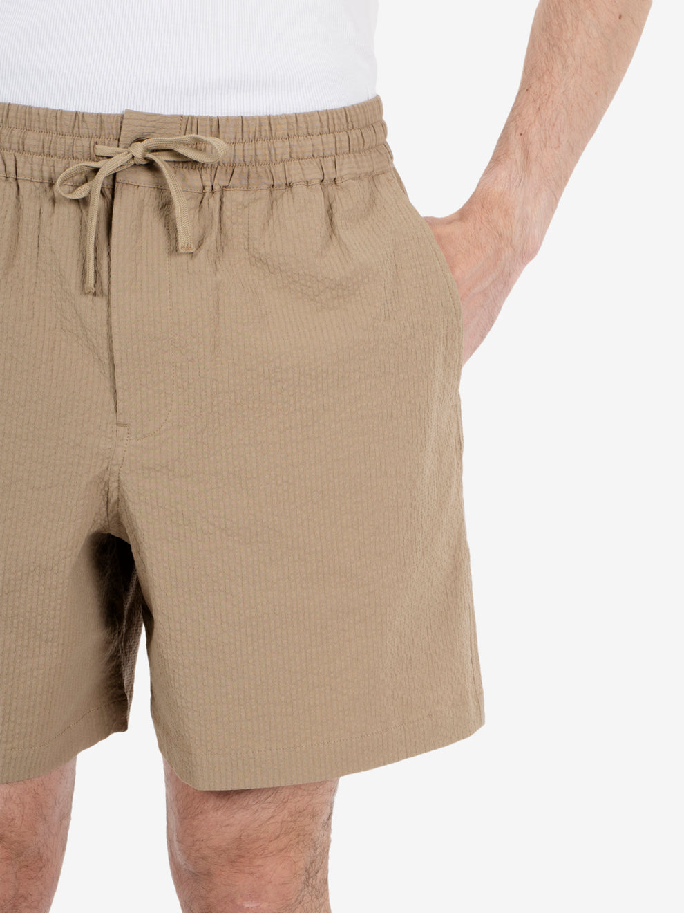 Pantaloncini elasticizzati color mandorla tostata