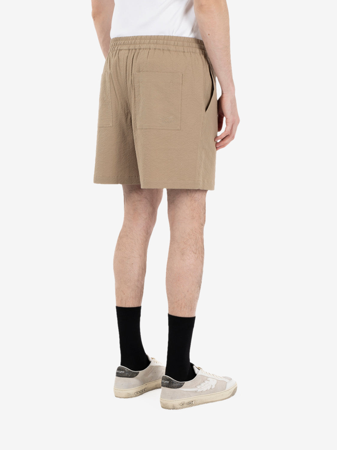 Pantaloncini elasticizzati color mandorla tostata