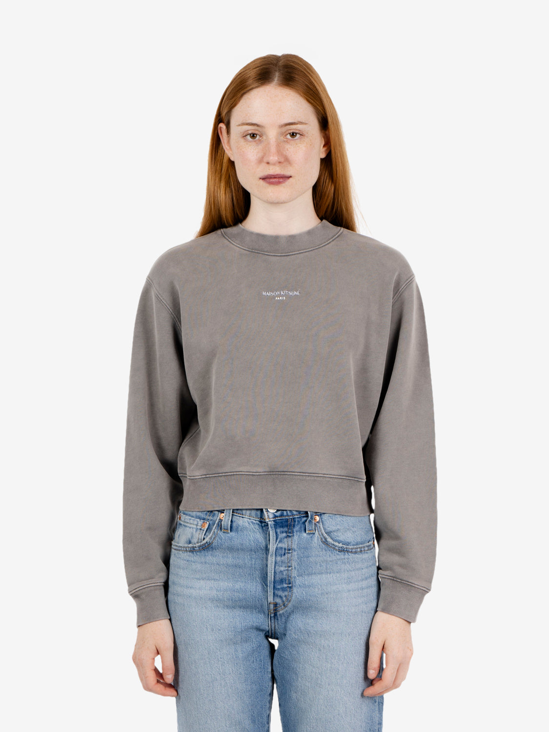 Faded cropped sweatshirt ash