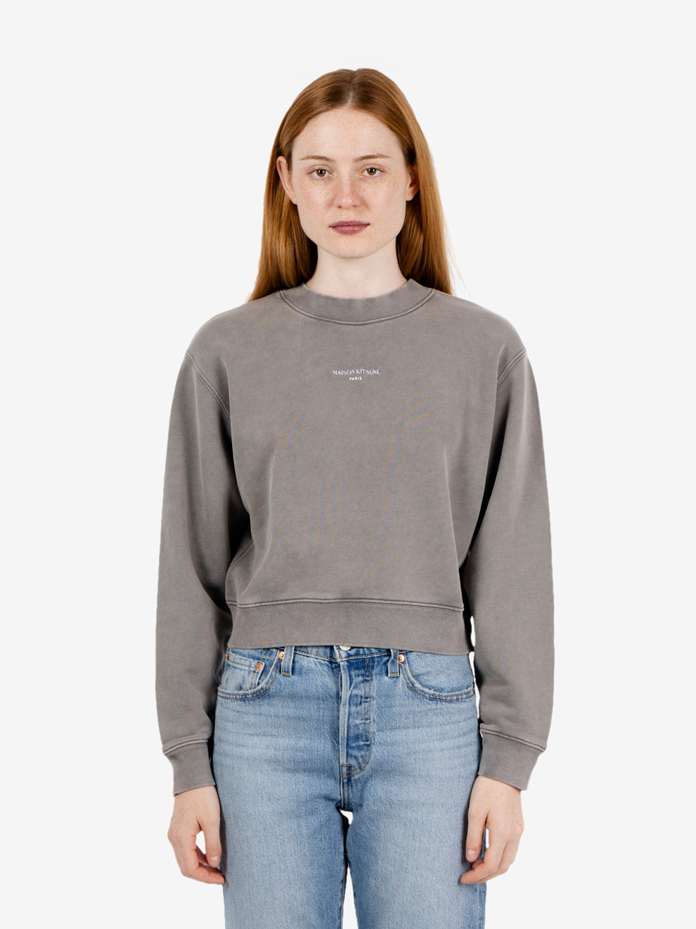 Faded cropped sweatshirt ash