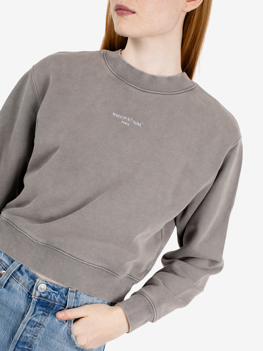 Faded cropped sweatshirt ash