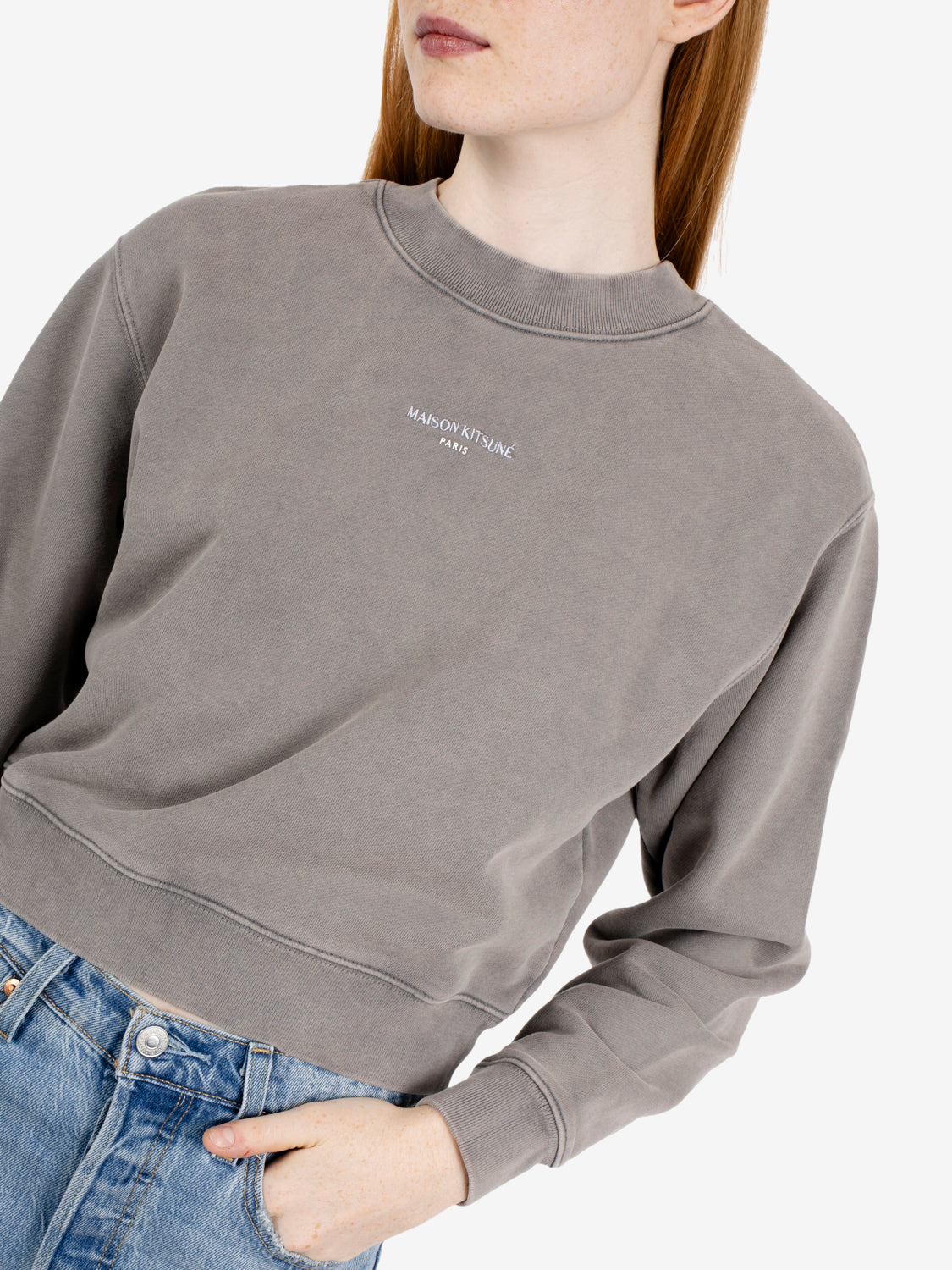 Faded cropped sweatshirt ash