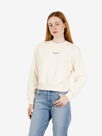 Felpa crop in cotone beige