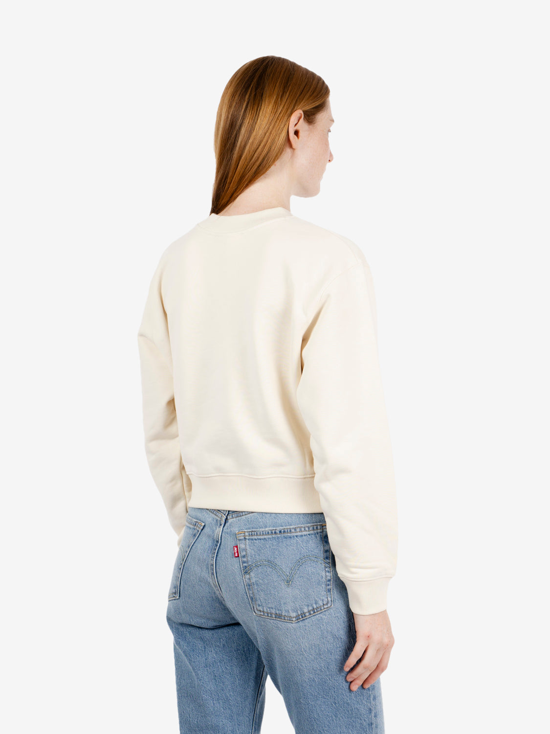 Felpa crop in cotone beige