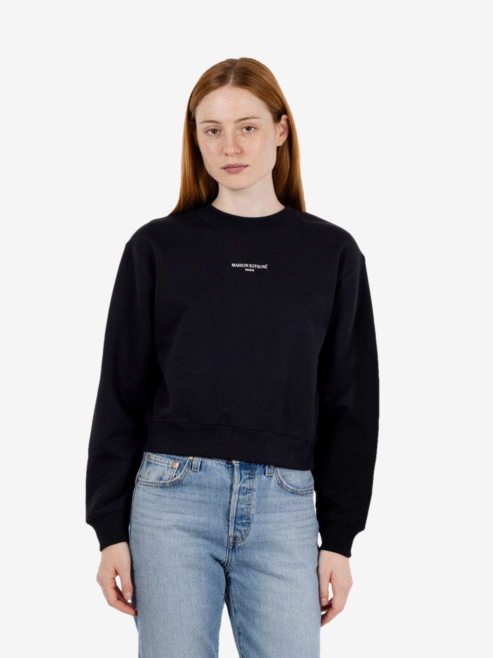 Felpa crop in cotone black