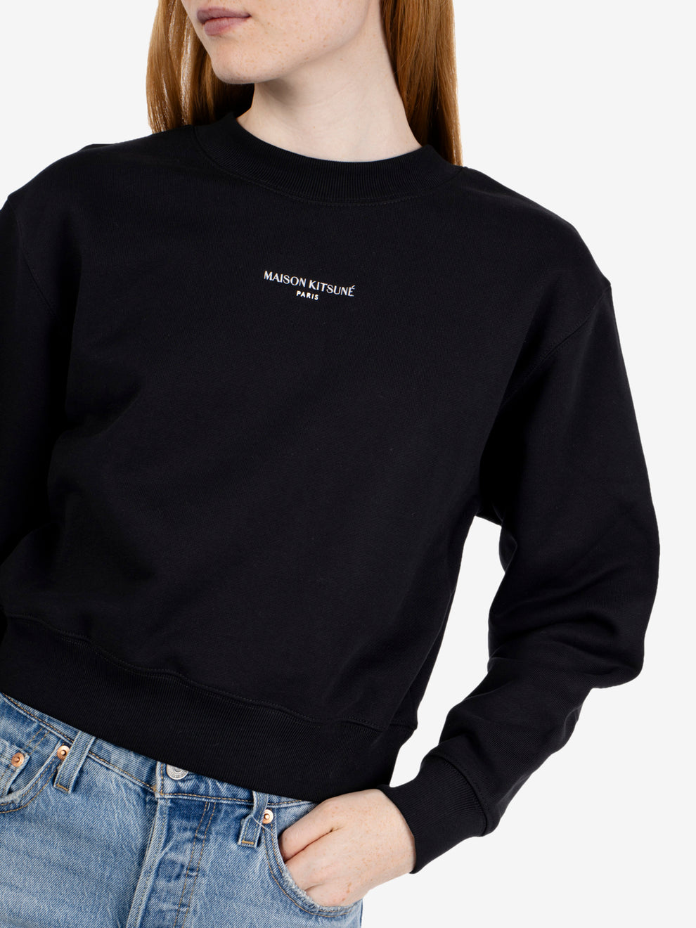 Felpa crop in cotone black