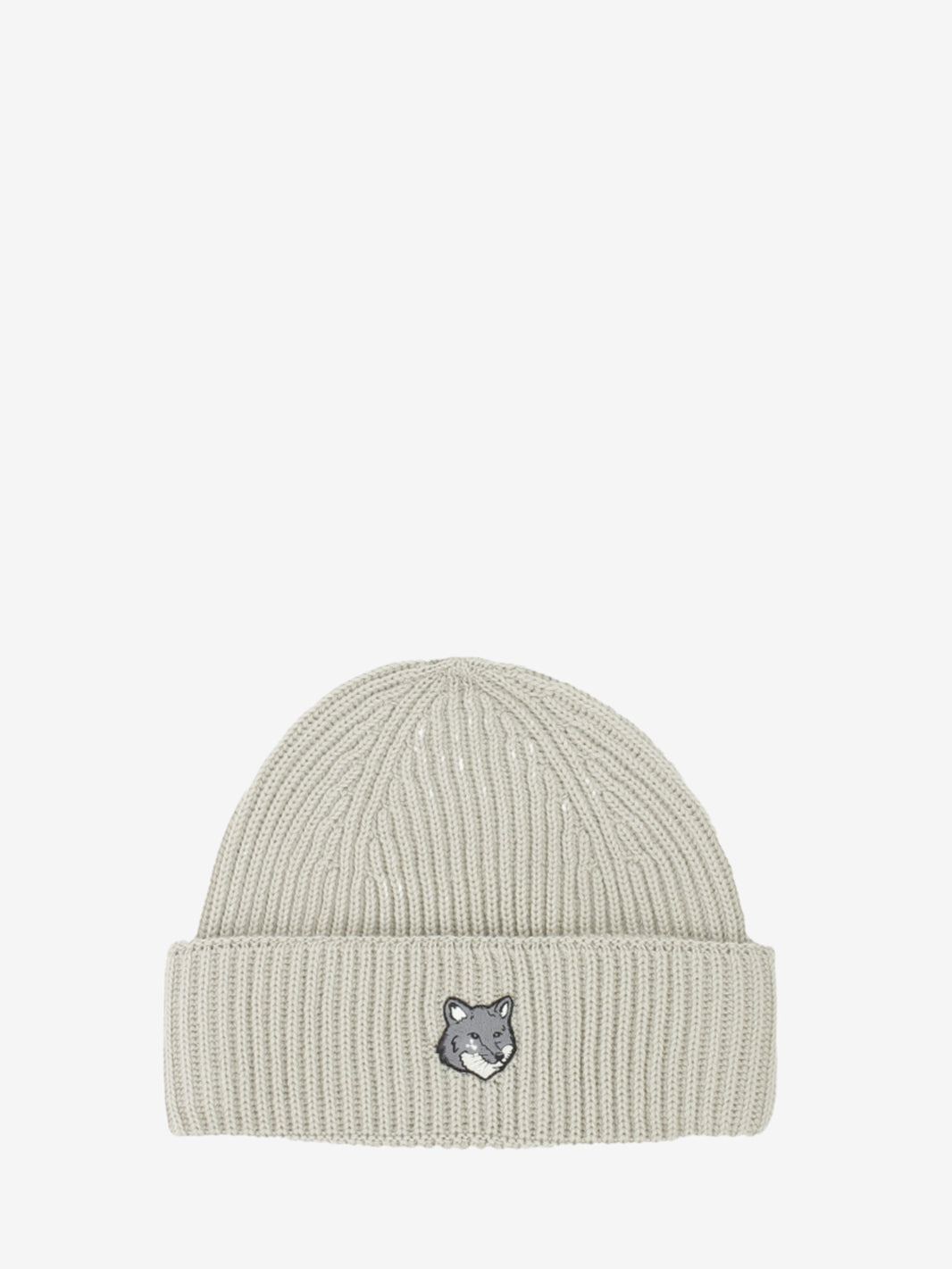 Large Fox Head Beanie Moon Beige