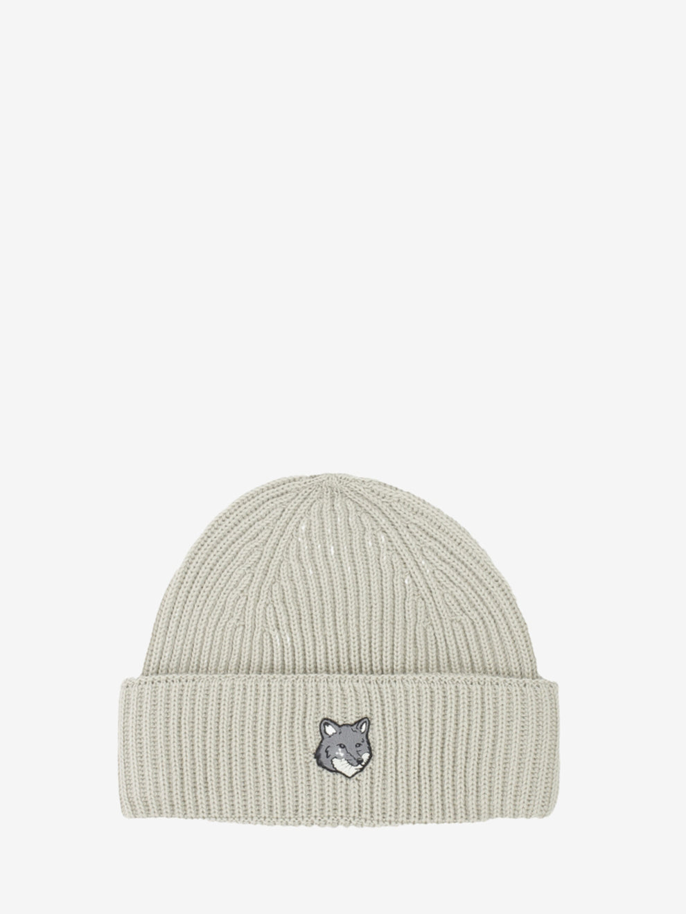 Large Fox Head Beanie Moon Beige