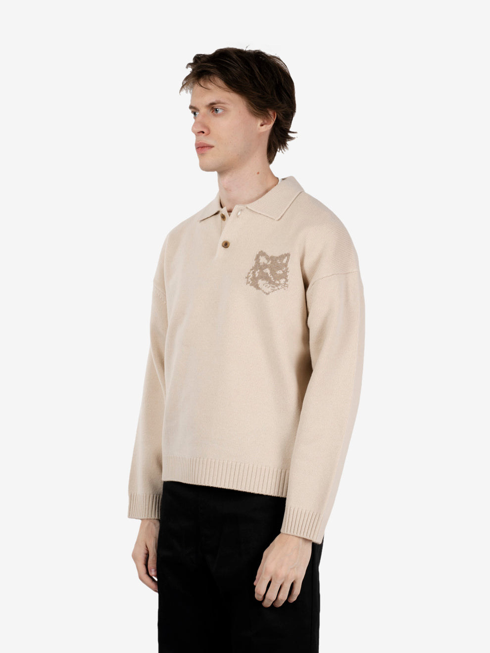 Fox Head polo jumper beige / taupe
