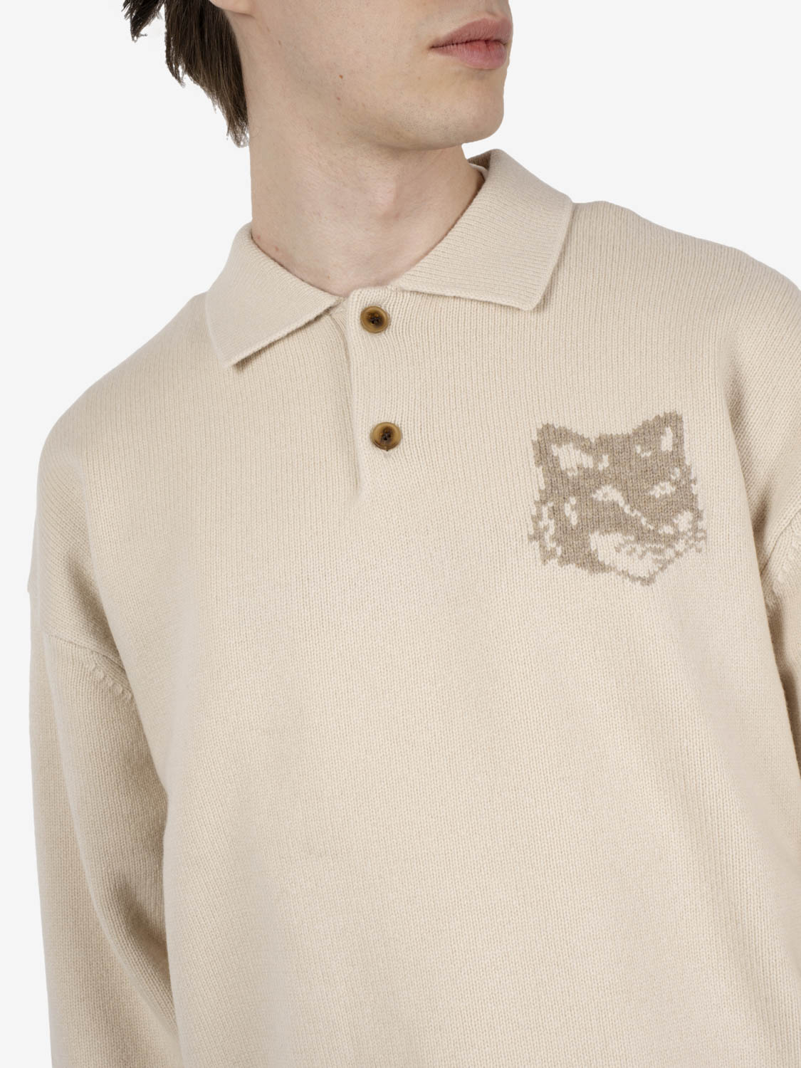 Fox Head polo jumper beige / taupe