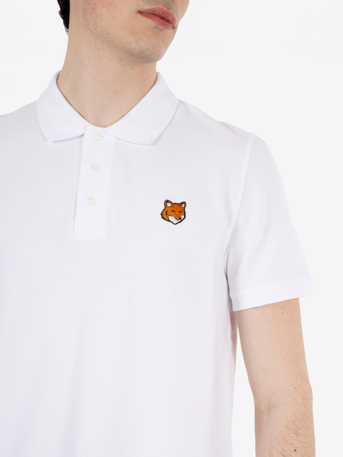 Maison Kitsuné - Fox head polo noble white | STIMM