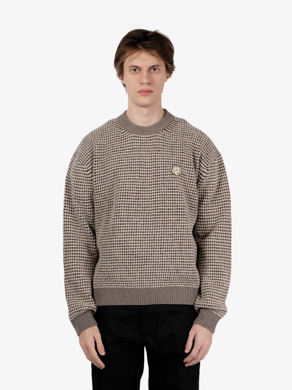 Maglione comfort a punto waffle Fox Head beige