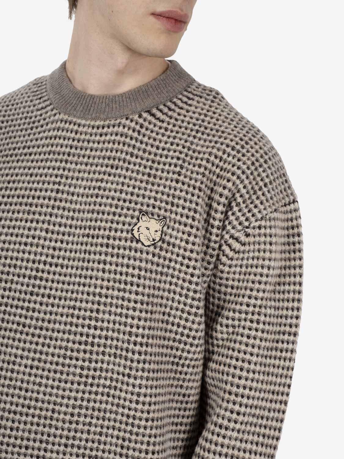 Maglione comfort a punto waffle Fox Head beige