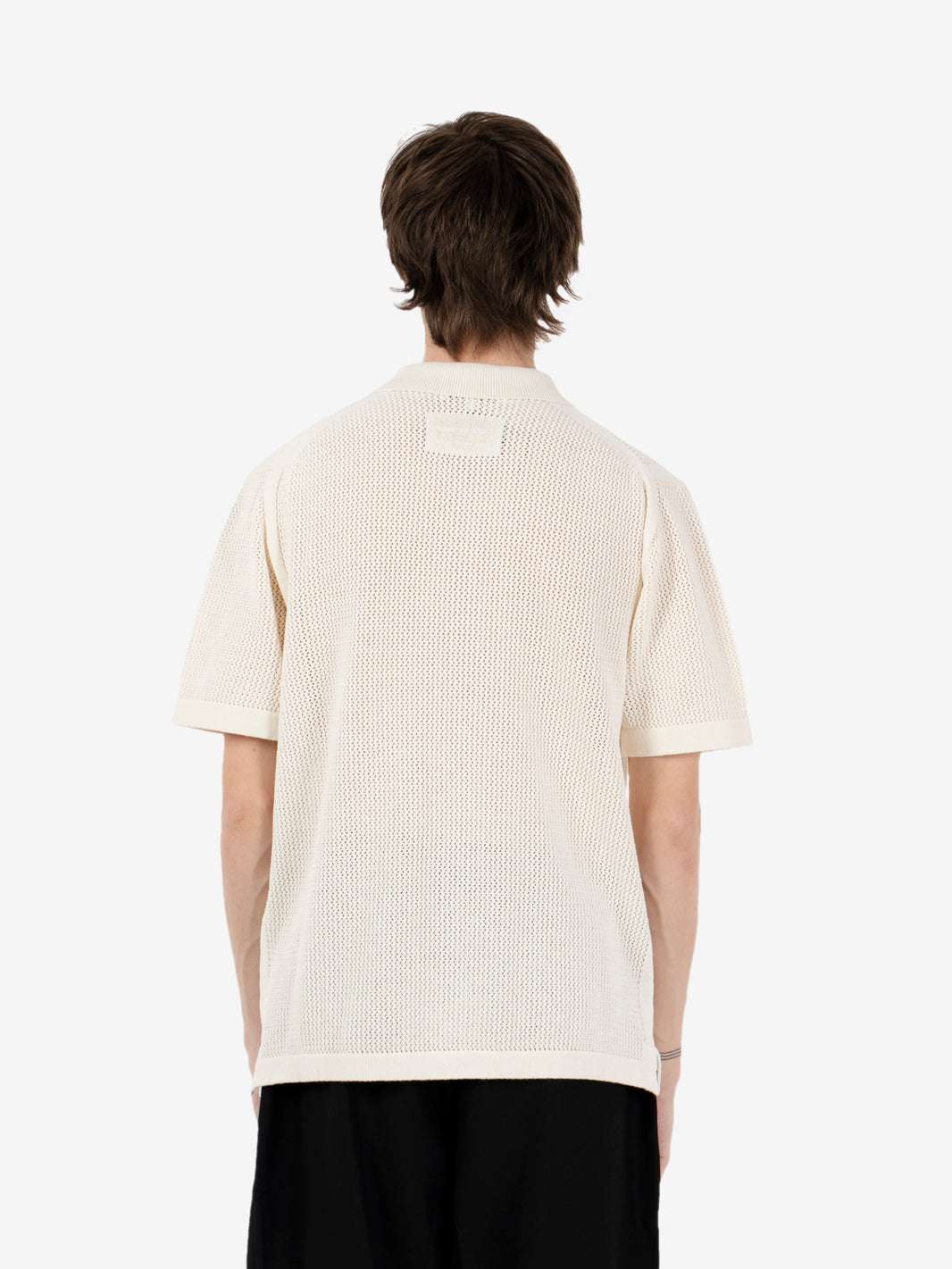 Open knit short sleeve cardigan ecru