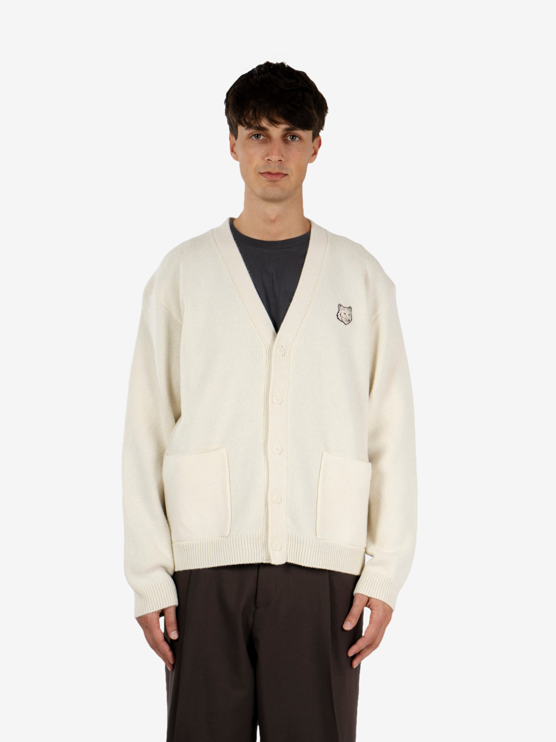 Fox Head Milano lambswool cardigan pure ecru