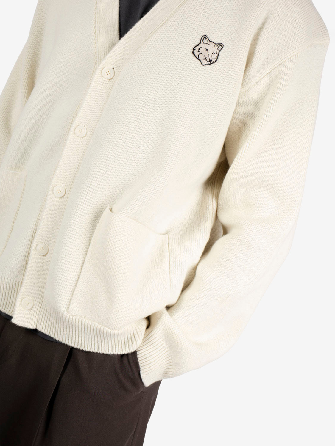 Fox Head Milano lambswool cardigan pure ecru