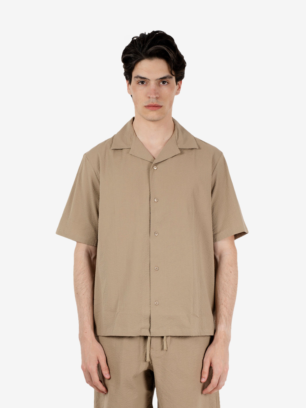 Seersucker Resort shirt roasted almond