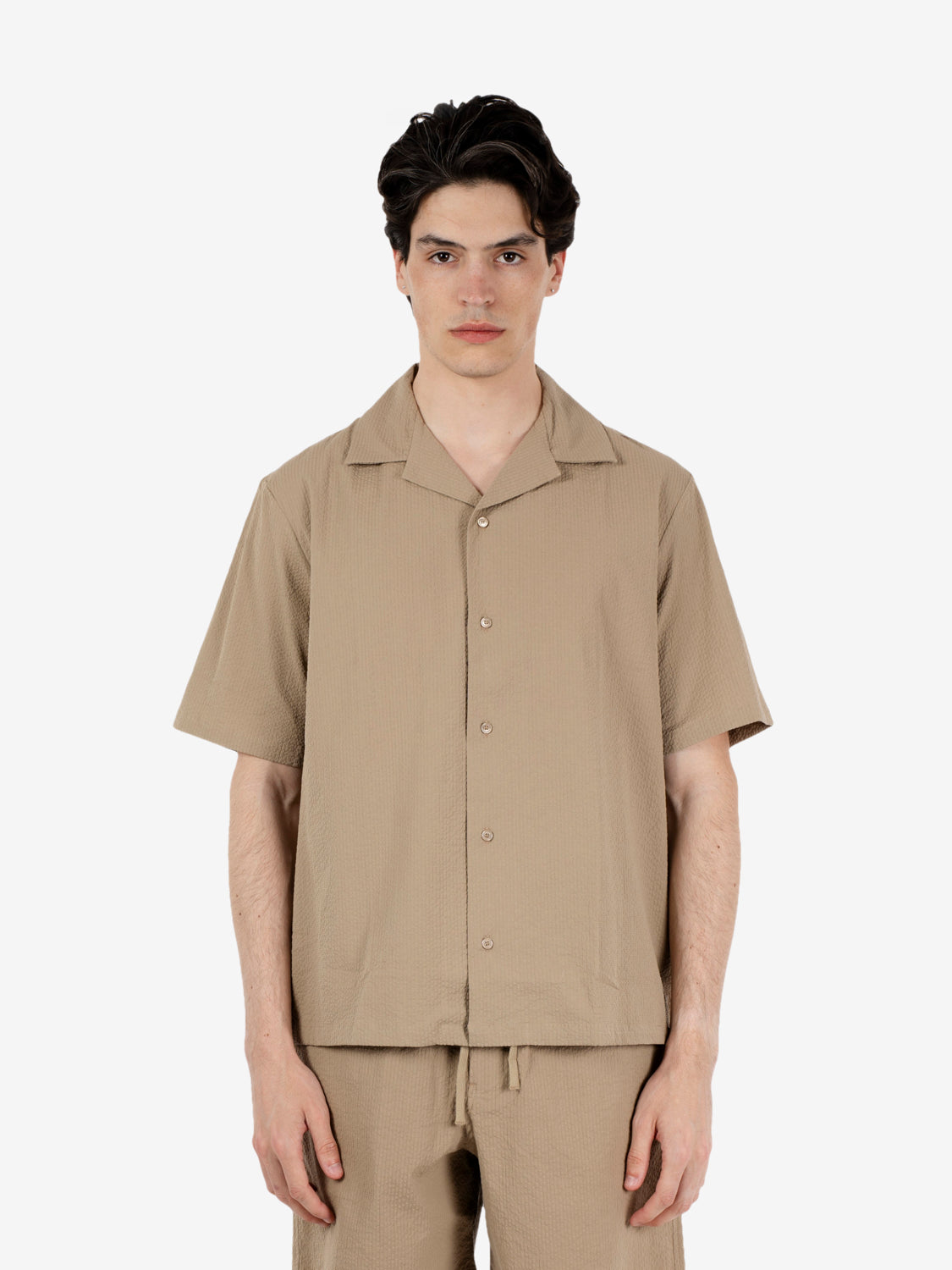 Seersucker Resort shirt roasted almond