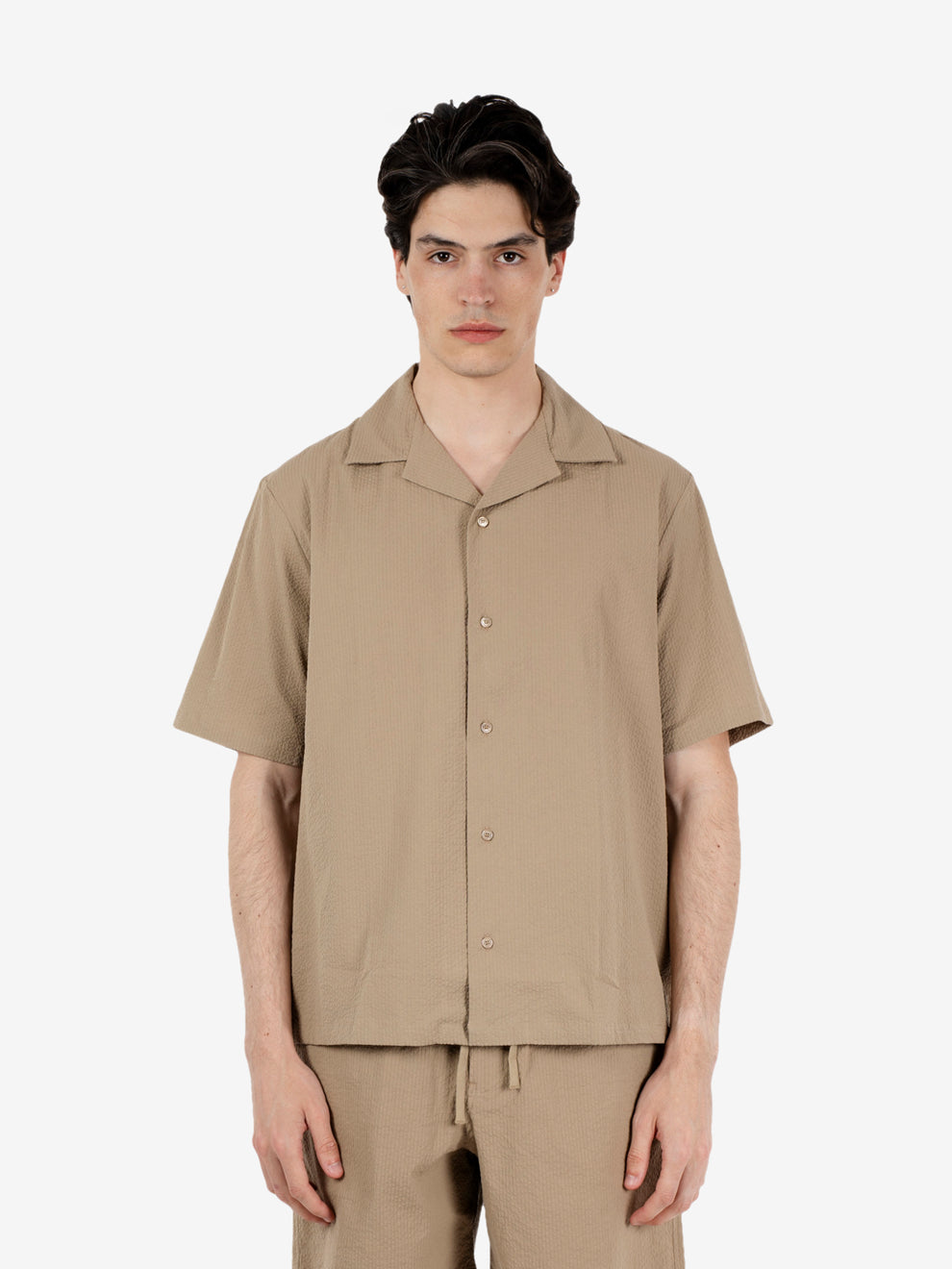 Seersucker Resort shirt roasted almond