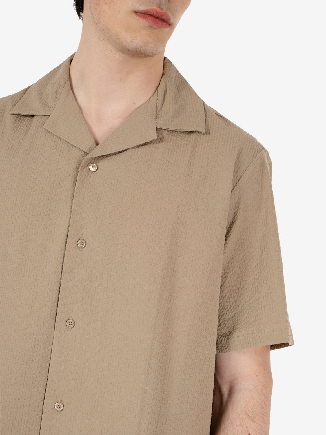 Seersucker Resort shirt roasted almond