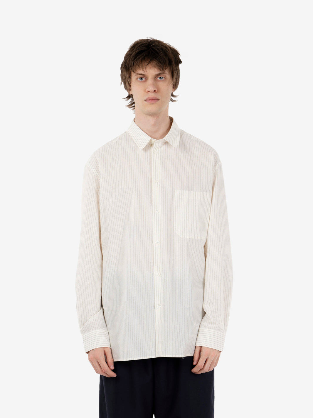 Ecru striped oversized shirt