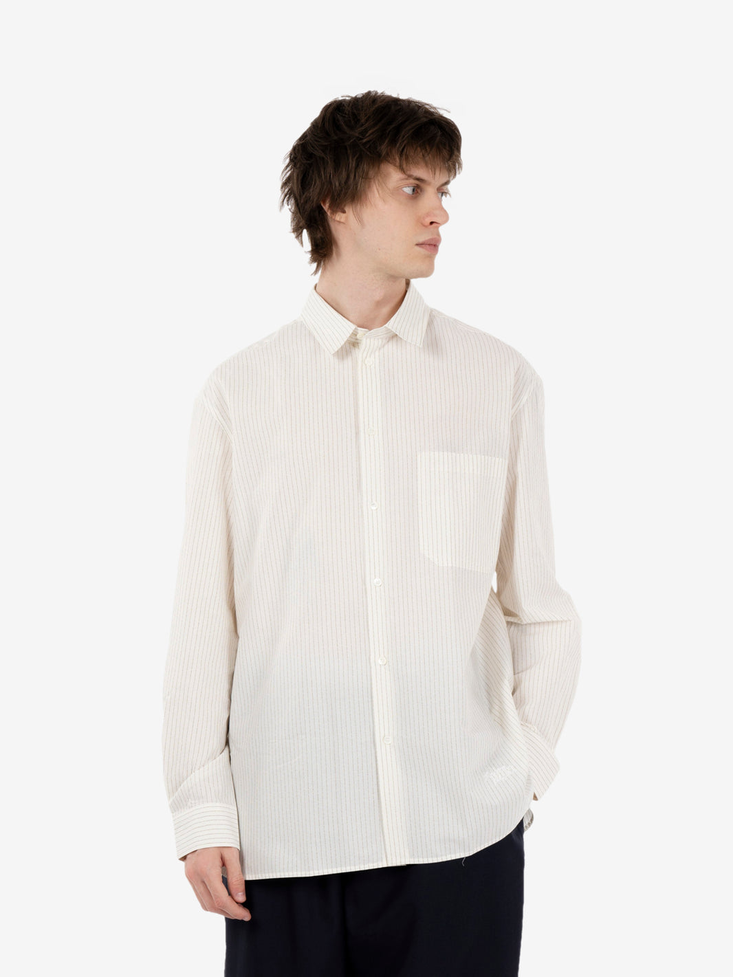Ecru striped oversized shirt