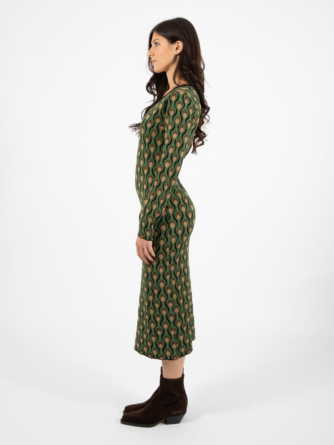 Abito Comfort jacquard nero / verde scuro